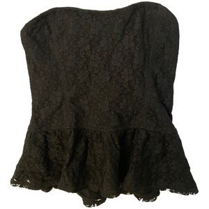 Garage Black Lace Peplum Corset Style Tube Top